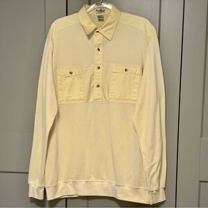 Vtg 90s Norm Thompson XLT Long Sleeve Polo Butter Yellow Popover Preppy Dadcore